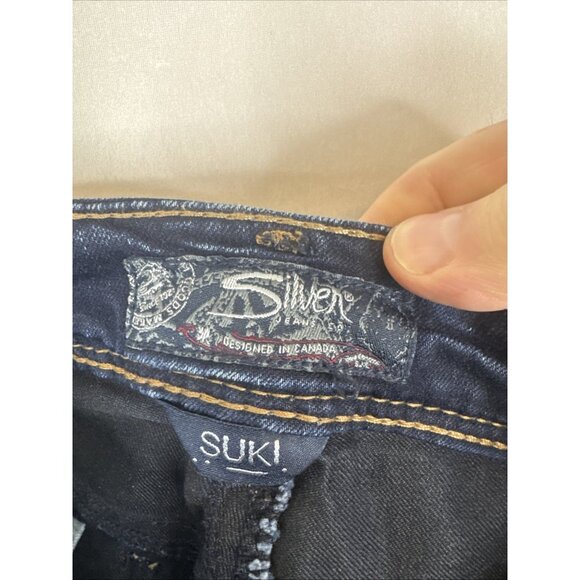 Silver Jeans Suki Mid Straight Women 31X32  Dark Wash Super Stretch Denim - Picture 6 of 9